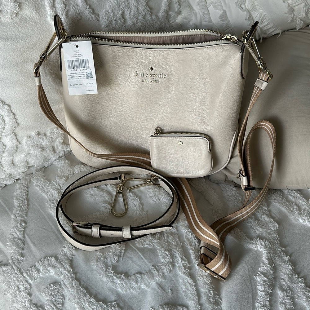 Kate Spade Rosie Crossbody pebbled leather cream/white